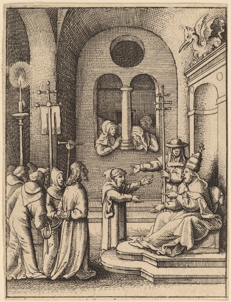 Jezus ponownie przed Kajfaszem autorstwa Wenceslaus Hollar