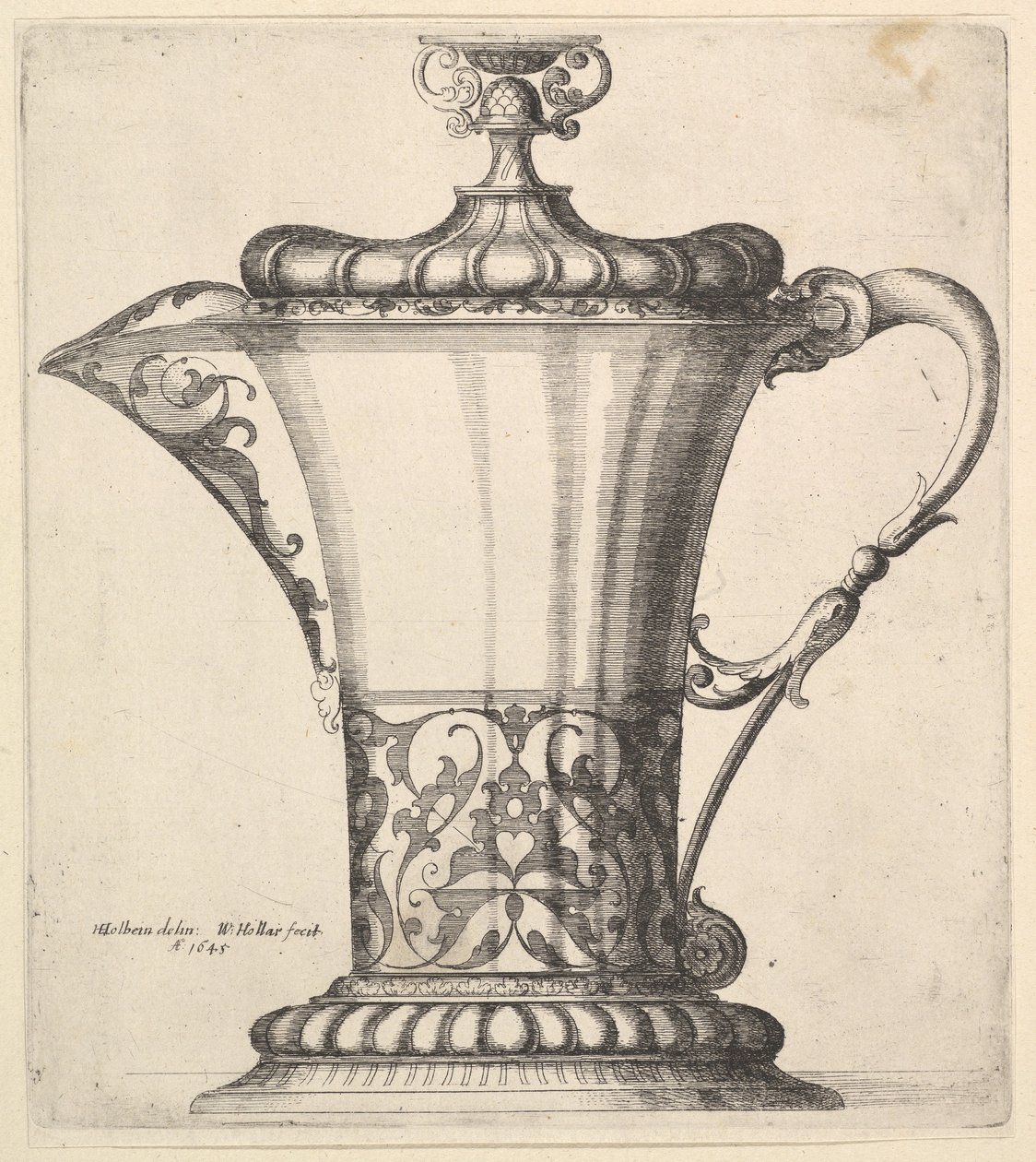 Dzbanek z szerokim dziobkiem, 1645. autorstwa Wenceslaus Hollar