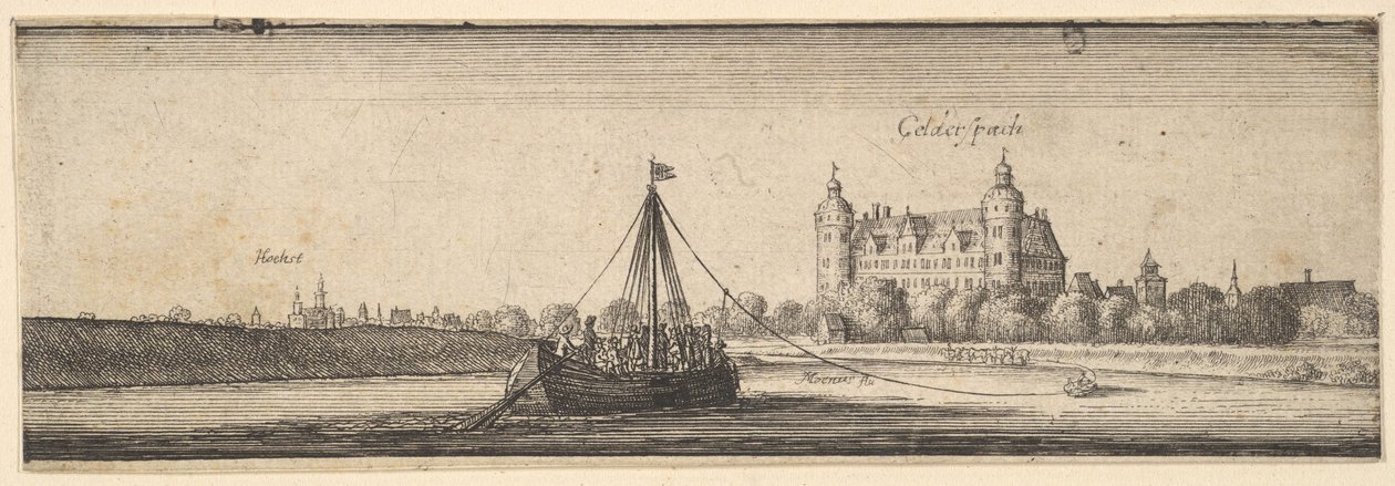 Zamek Kelsterbach niedaleko Hoechst am Main, 1642-44. autorstwa Wenceslaus Hollar