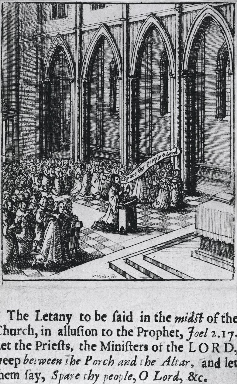 Litania w kościele, ok.1655 (akwaforta) autorstwa Wenceslaus Hollar
