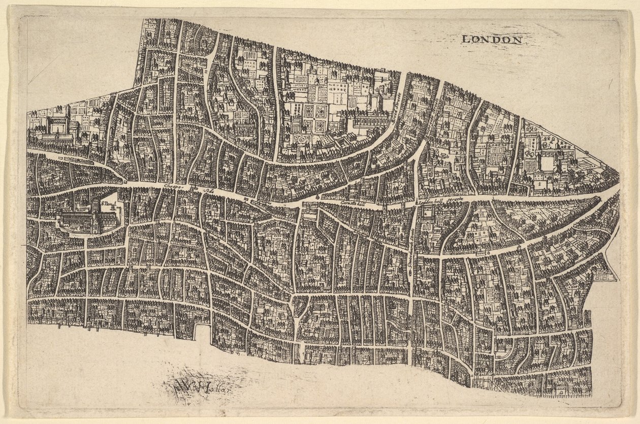 Londyn przed Wielkim Pożarem, 1666-77. autorstwa Wenceslaus Hollar
