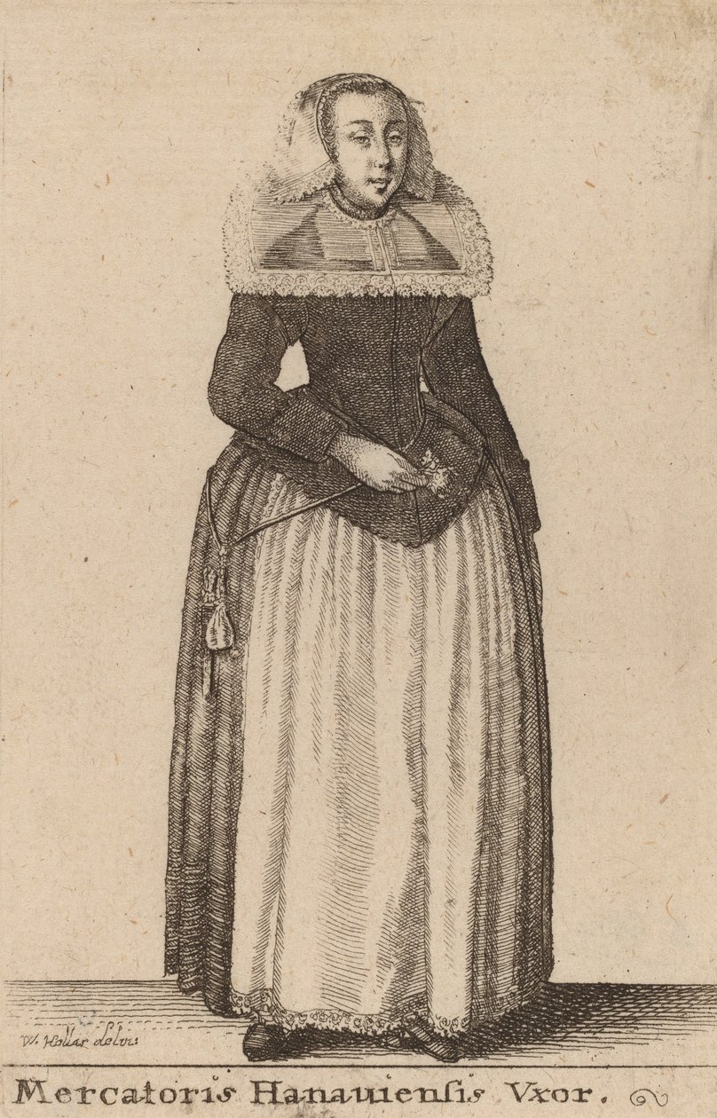 Żona kupca z Hanaui. autorstwa Wenceslaus Hollar