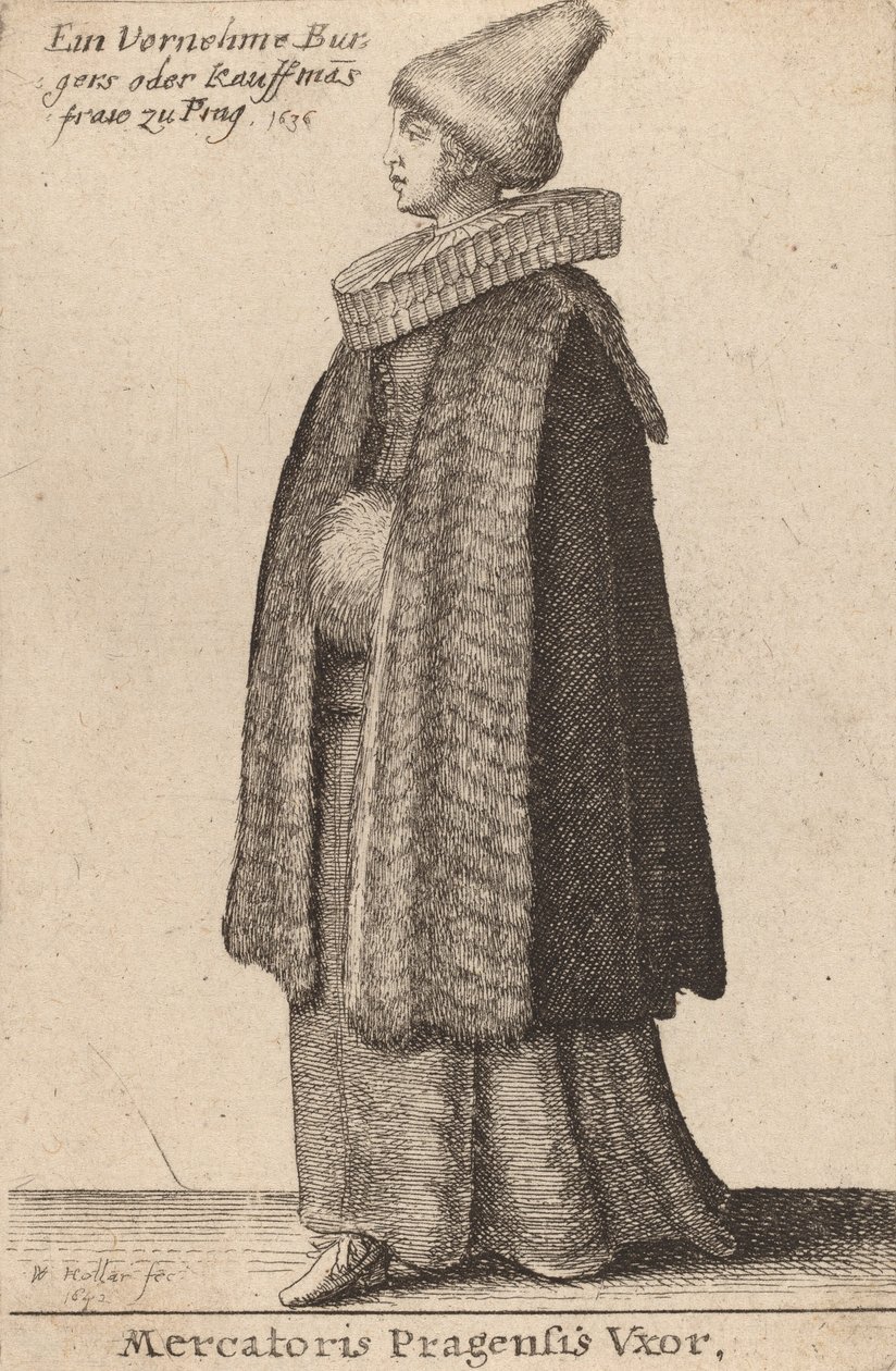Vxor kupca praskiego, 1642. autorstwa Wenceslaus Hollar