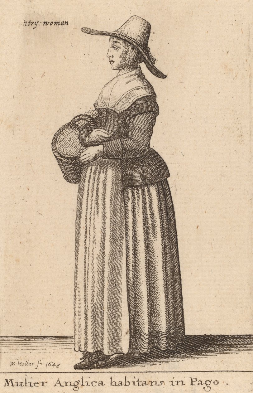 Angielka mieszkająca na wsi, 1643. autorstwa Wenceslaus Hollar
