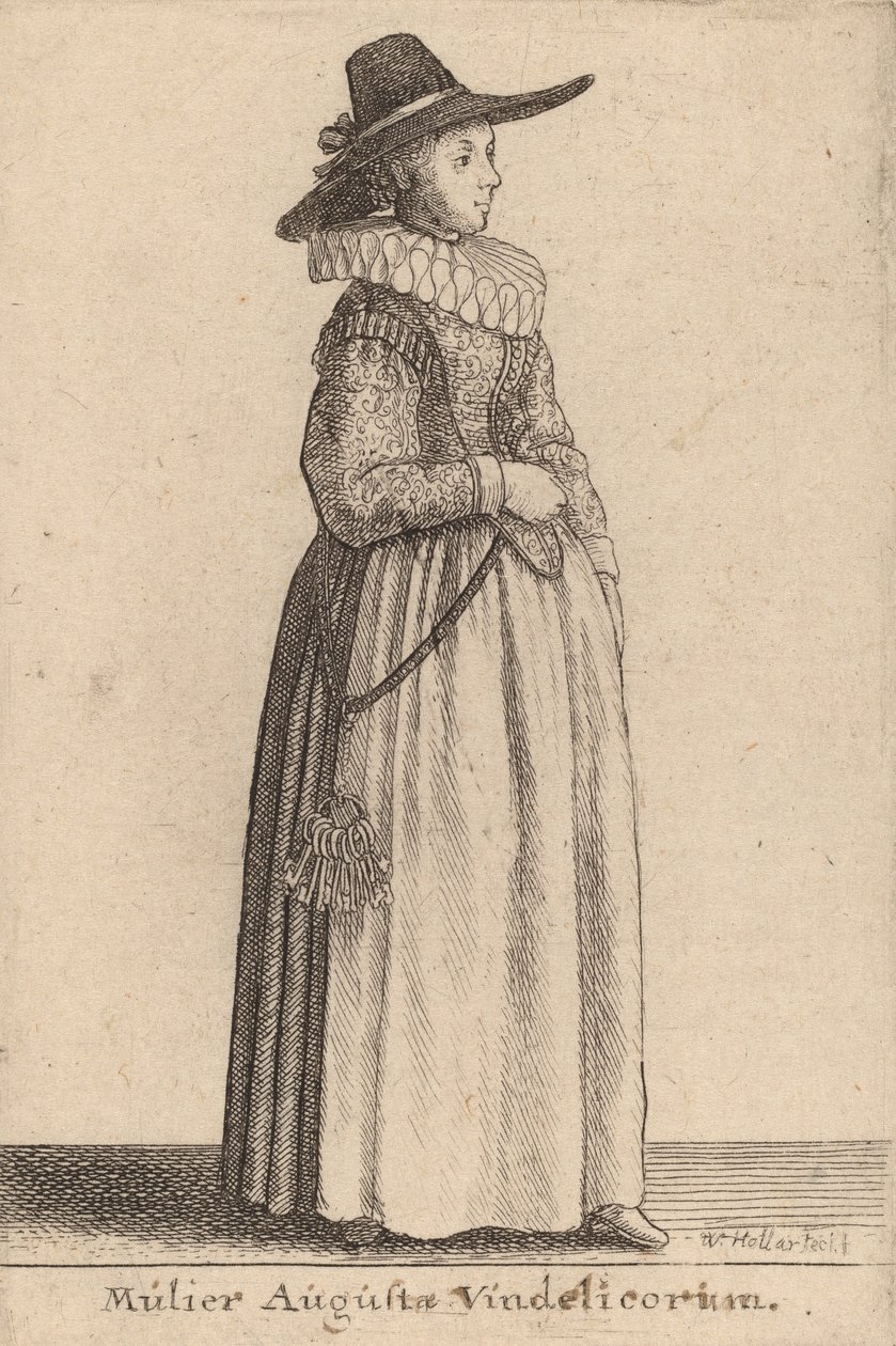 Żona Augusty z Vindelico. autorstwa Wenceslaus Hollar
