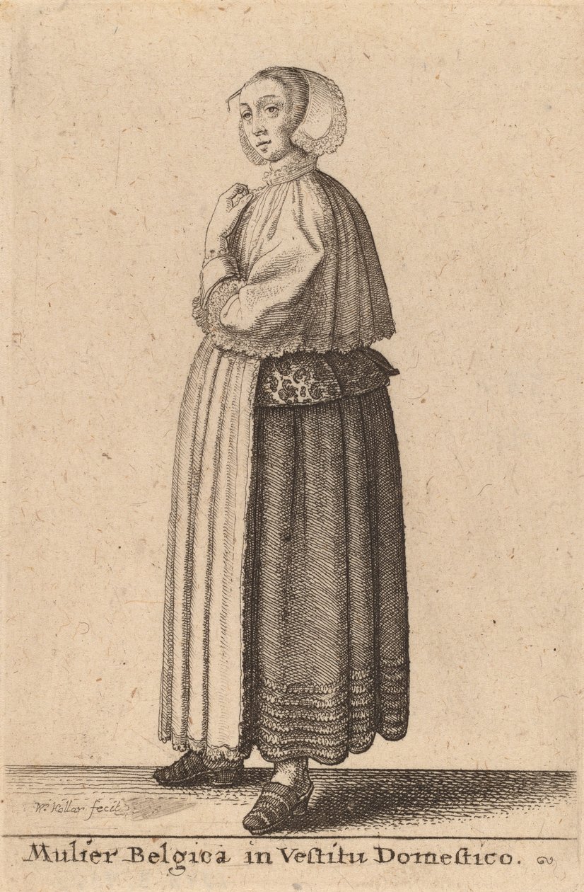 Belgijska kobieta w domowej sukni. autorstwa Wenceslaus Hollar