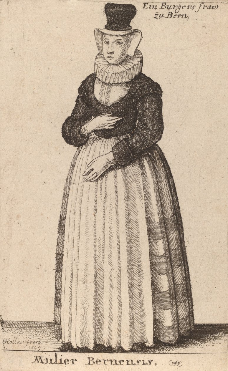 Berneńska kobieta, 1649. autorstwa Wenceslaus Hollar