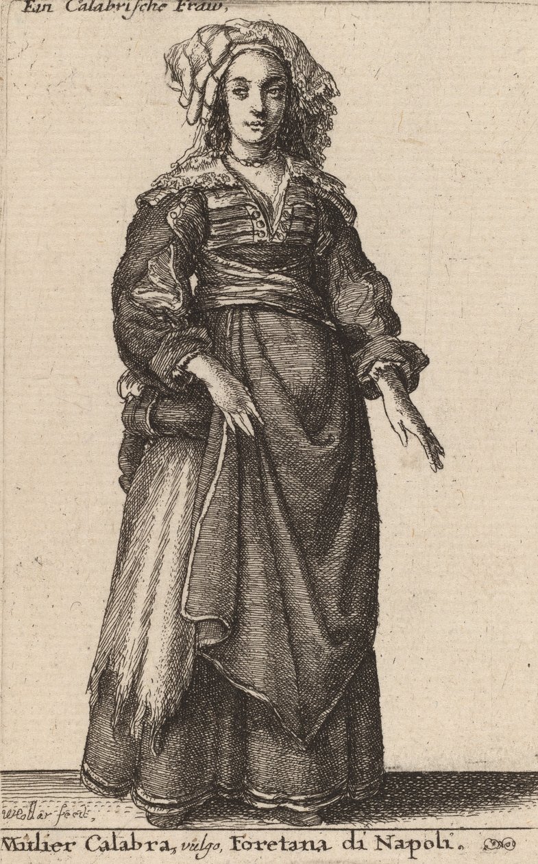 Mulier Calabra, Vulgo, Foretana z Neapolu. autorstwa Wenceslaus Hollar