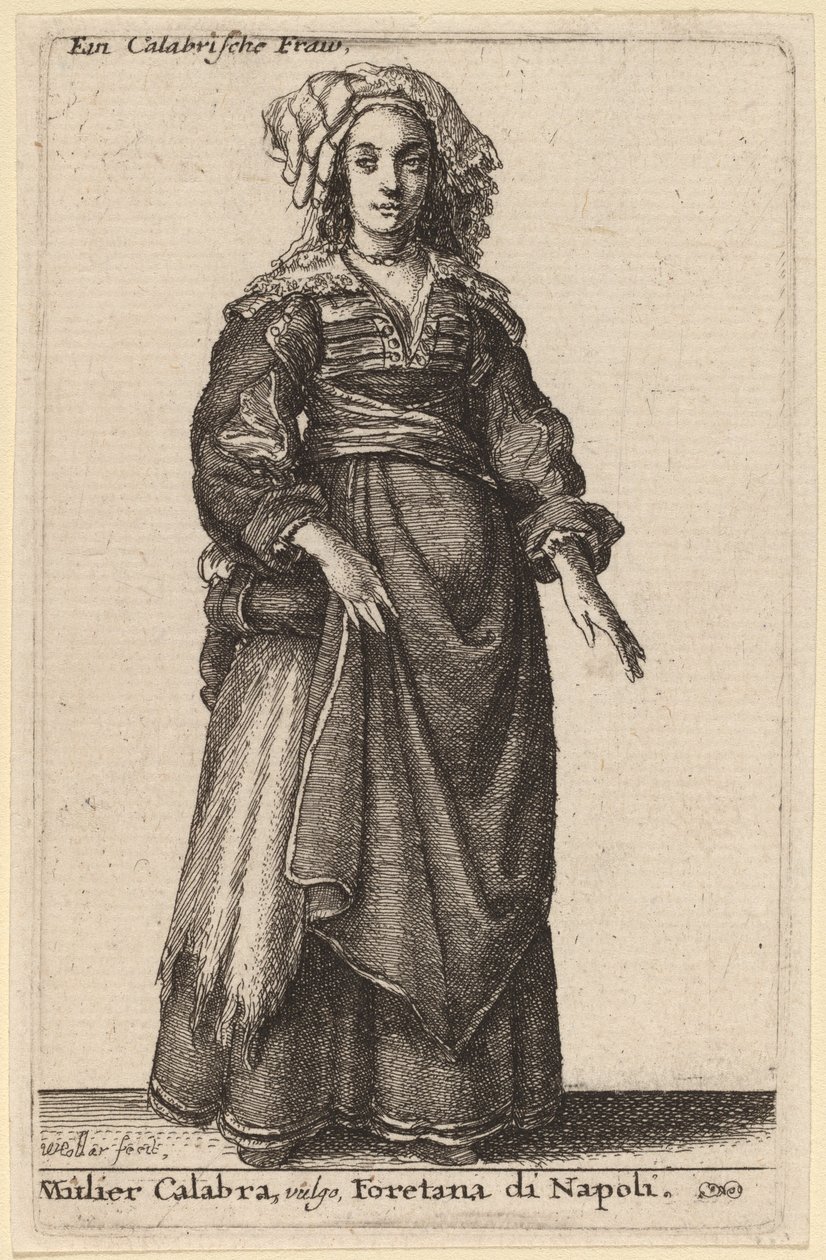 Mulier Calabra, Vulgo, Foretana Neapolu autorstwa Wenceslaus Hollar
