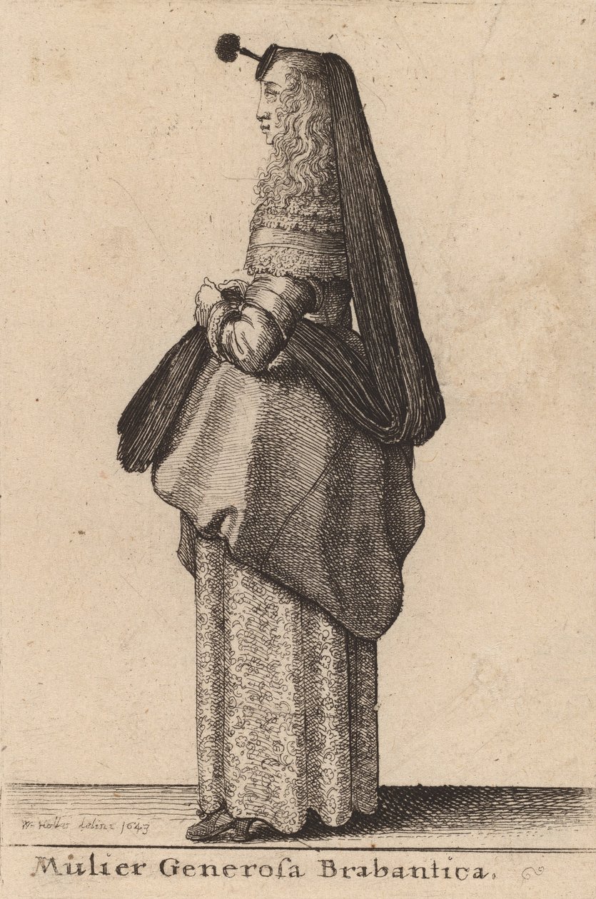 Hojna kobieta z Brabancji, 1643. autorstwa Wenceslaus Hollar