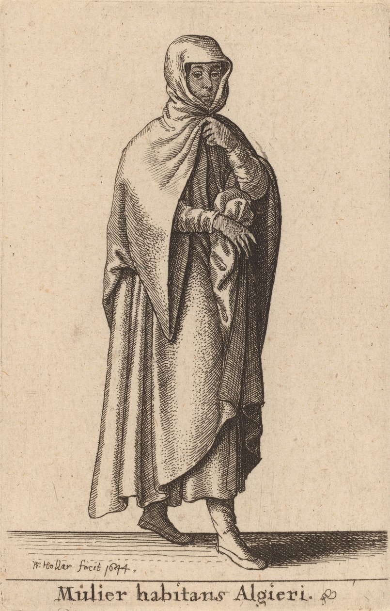 Kobieta mieszkająca w Algierze, 1644. autorstwa Wenceslaus Hollar