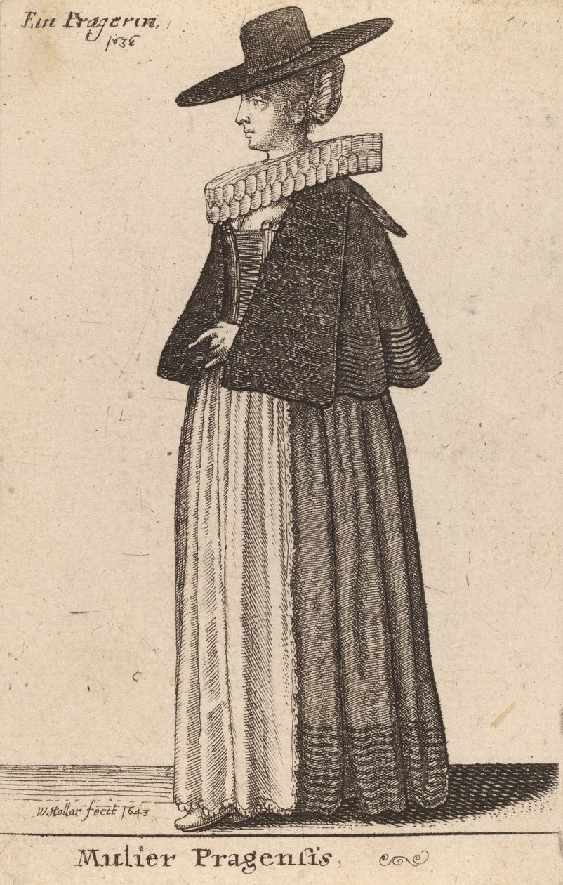 Kobieta z Pragi, 1643. autorstwa Wenceslaus Hollar