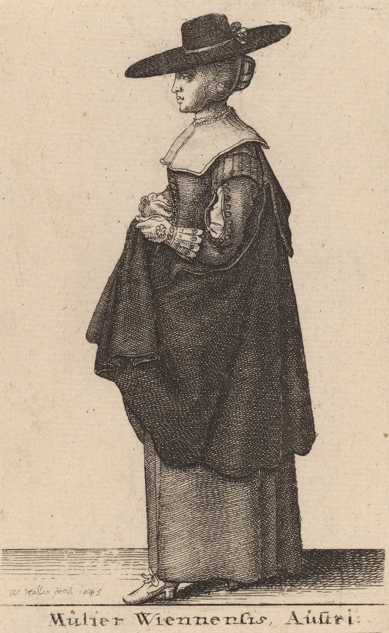 Kobieta z Wiednia, Austria, 1643. autorstwa Wenceslaus Hollar
