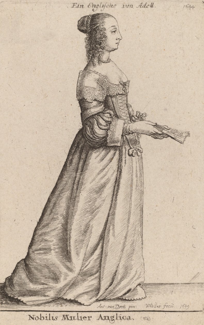 Szlachetna Angielka, 1649. autorstwa Wenceslaus Hollar