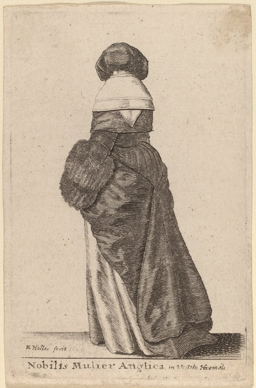 Szlachetna Angielka w zimowej sukience autorstwa Wenceslaus Hollar