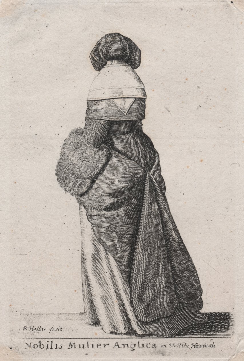 Szlachetna Angielka w zimowej sukience, 1643 autorstwa Wenceslaus Hollar
