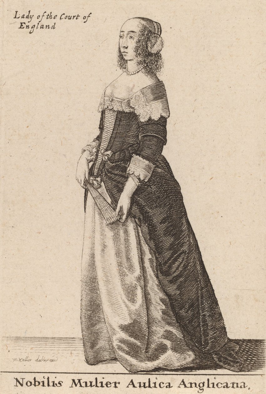 Szlachetna dama dworu angielskiego, 1643. autorstwa Wenceslaus Hollar