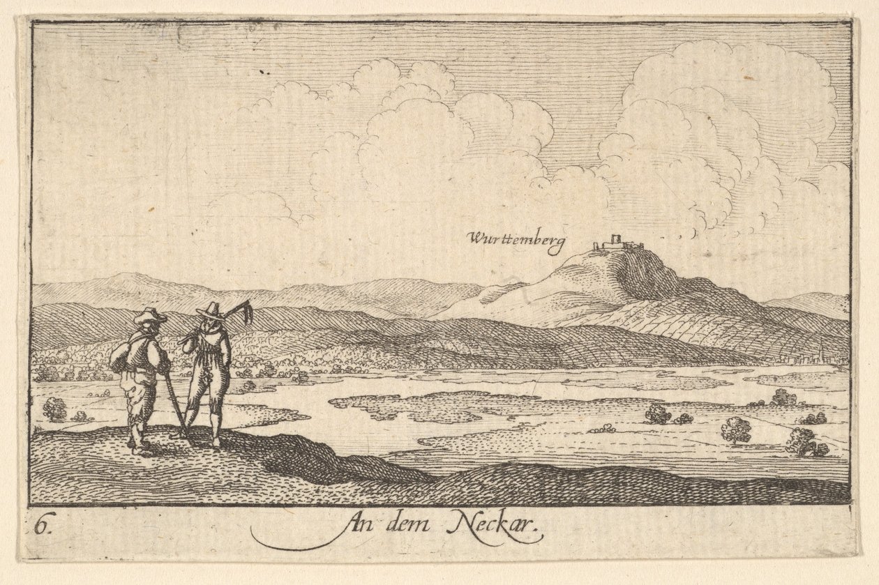 Nad Neckarem, 1635. autorstwa Wenceslaus Hollar