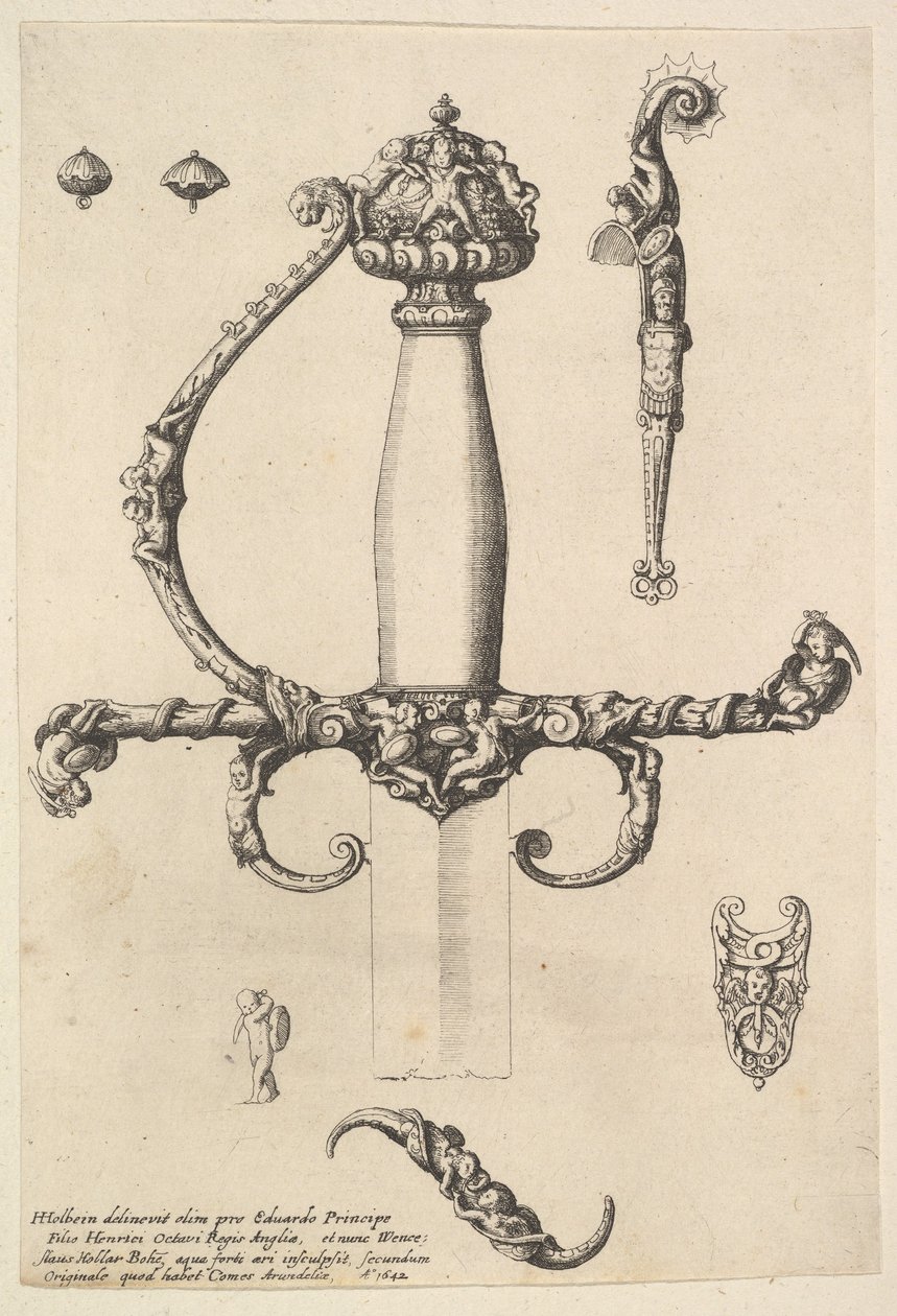 Ozdobna rękojeść miecza, 1642 r. autorstwa Wenceslaus Hollar