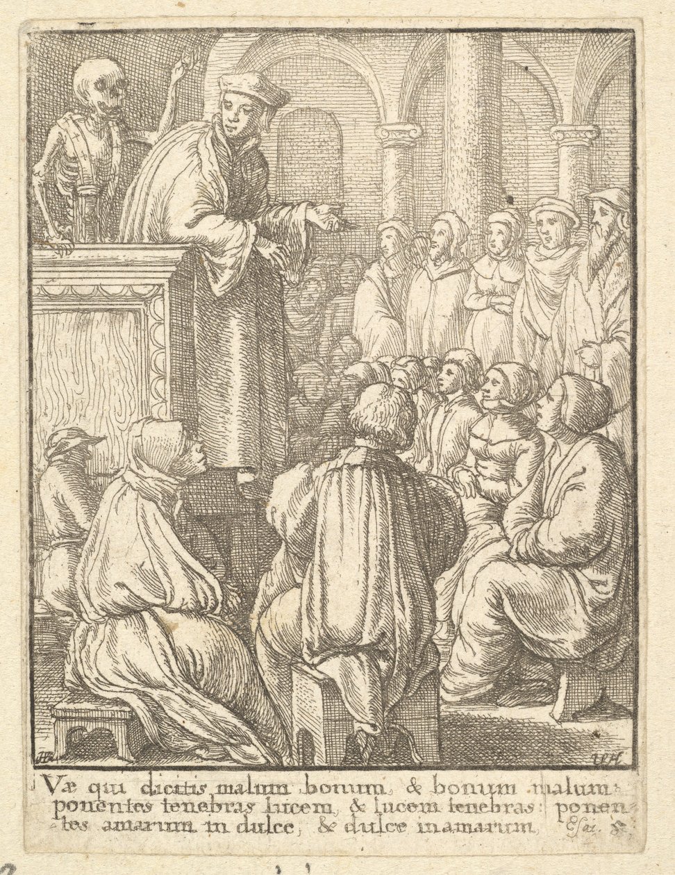 Kaznodzieja, z Tańca Śmierci, 1651. autorstwa Wenceslaus Hollar