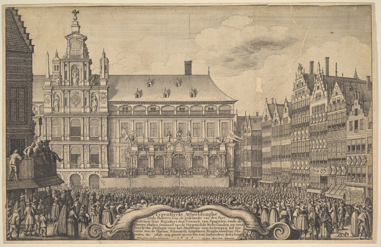 Proklamacja traktatu z Munster, 1648. autorstwa Wenceslaus Hollar