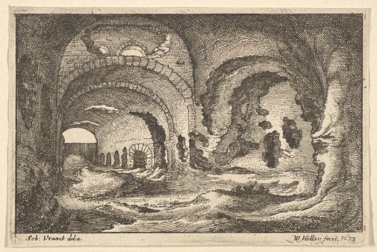 Roman pozostaje w Tivoli, 1673. autorstwa Wenceslaus Hollar