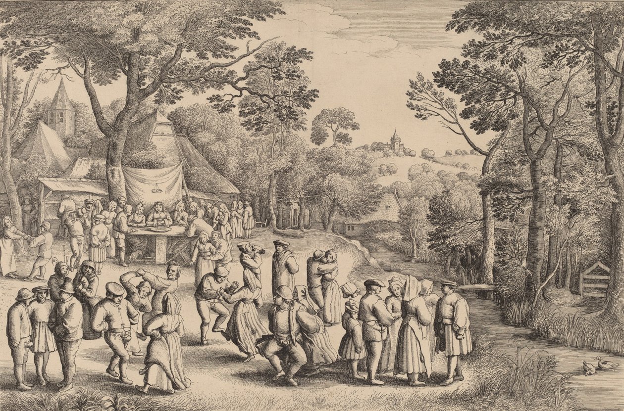 Rustykalny taniec weselny, 1650. autorstwa Wenceslaus Hollar