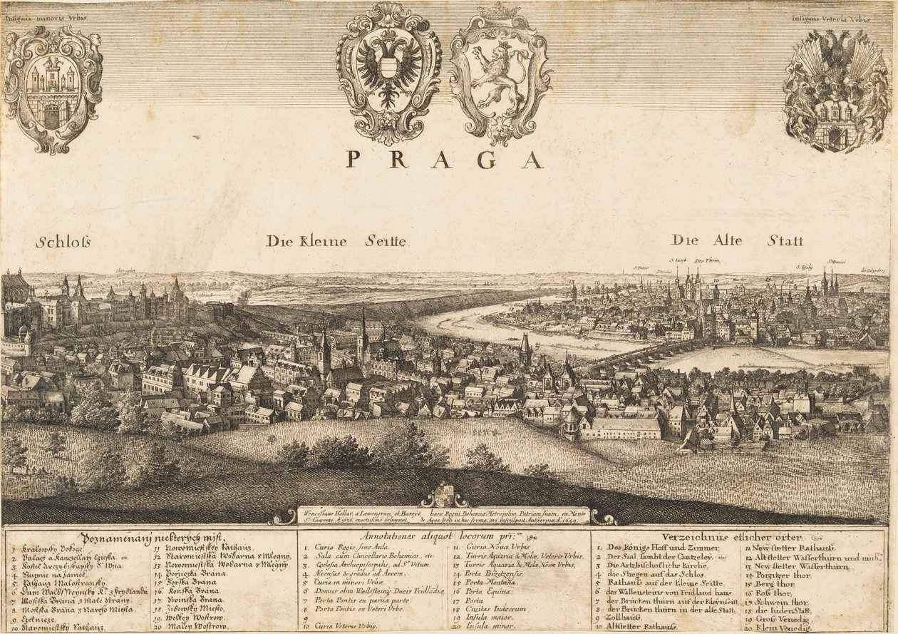 Duża perspektywa Pragi autorstwa Wenceslaus Hollar