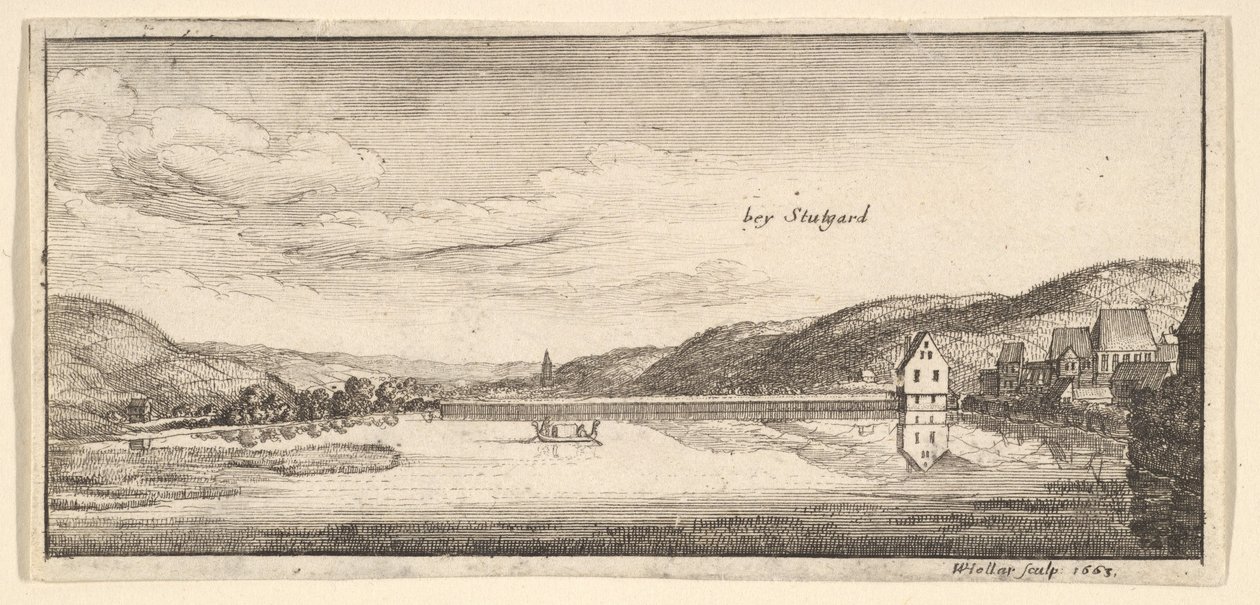 Stuttgart: Jezioro, 1663-65. autorstwa Wenceslaus Hollar