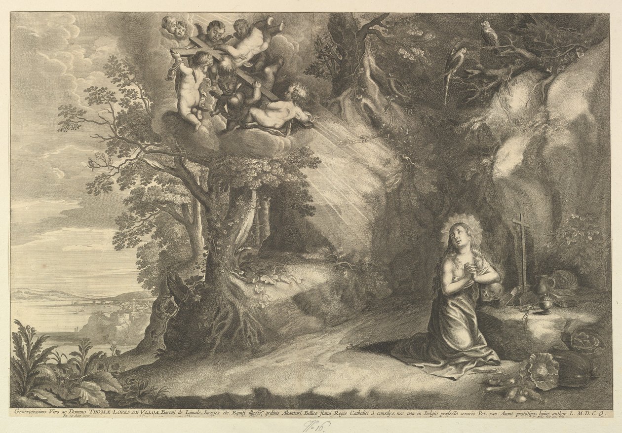 Klęcząca Magdalena, 1625-77. autorstwa Wenceslaus Hollar