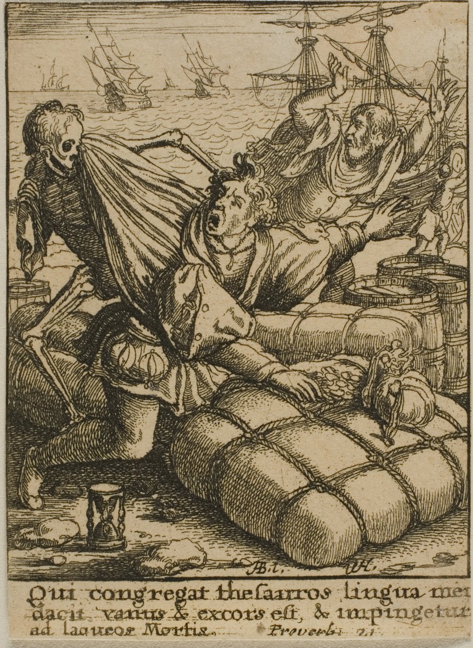 Kupiec i śmierć autorstwa Wenceslaus Hollar