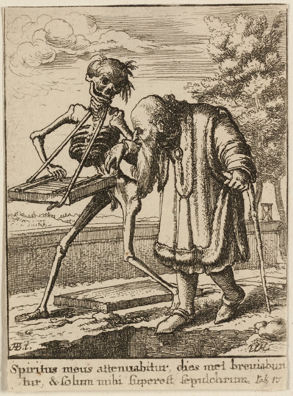 Stary człowiek i śmierć autorstwa Wenceslaus Hollar
