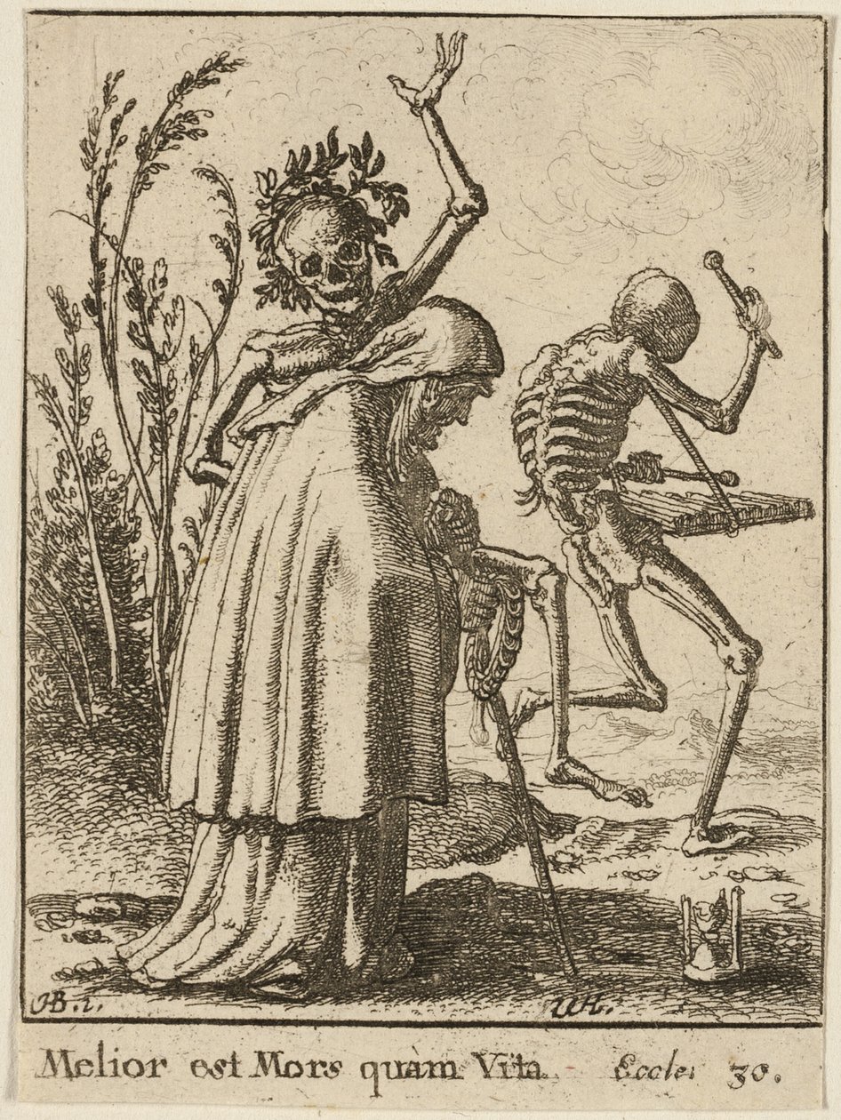 Stara kobieta i śmierć autorstwa Wenceslaus Hollar