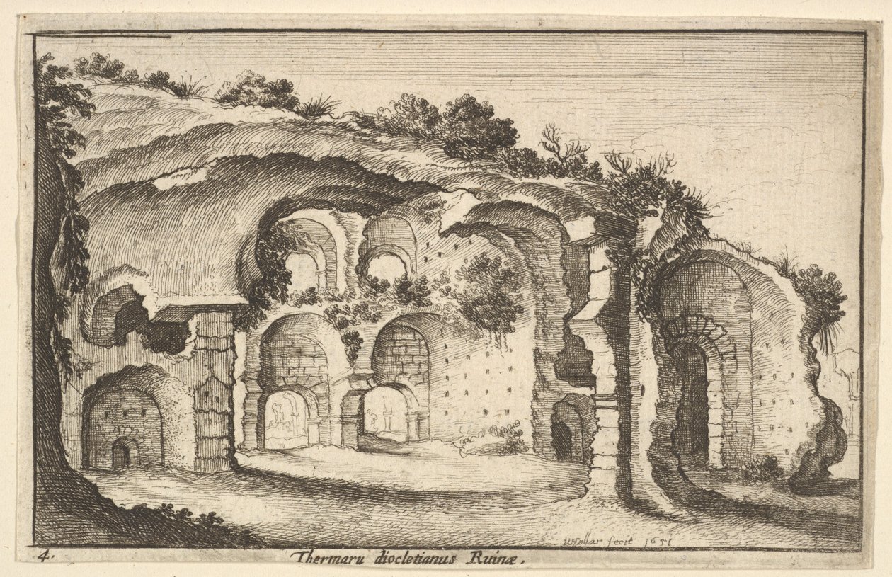 Termaru diocletiani Ruinae Termy Dioklecjana, 1651. autorstwa Wenceslaus Hollar