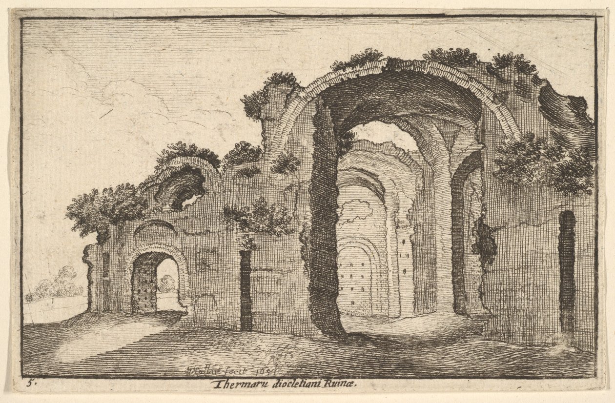 Termaru diocletiani Ruinae Termy Dioklecjana, 1651. autorstwa Wenceslaus Hollar