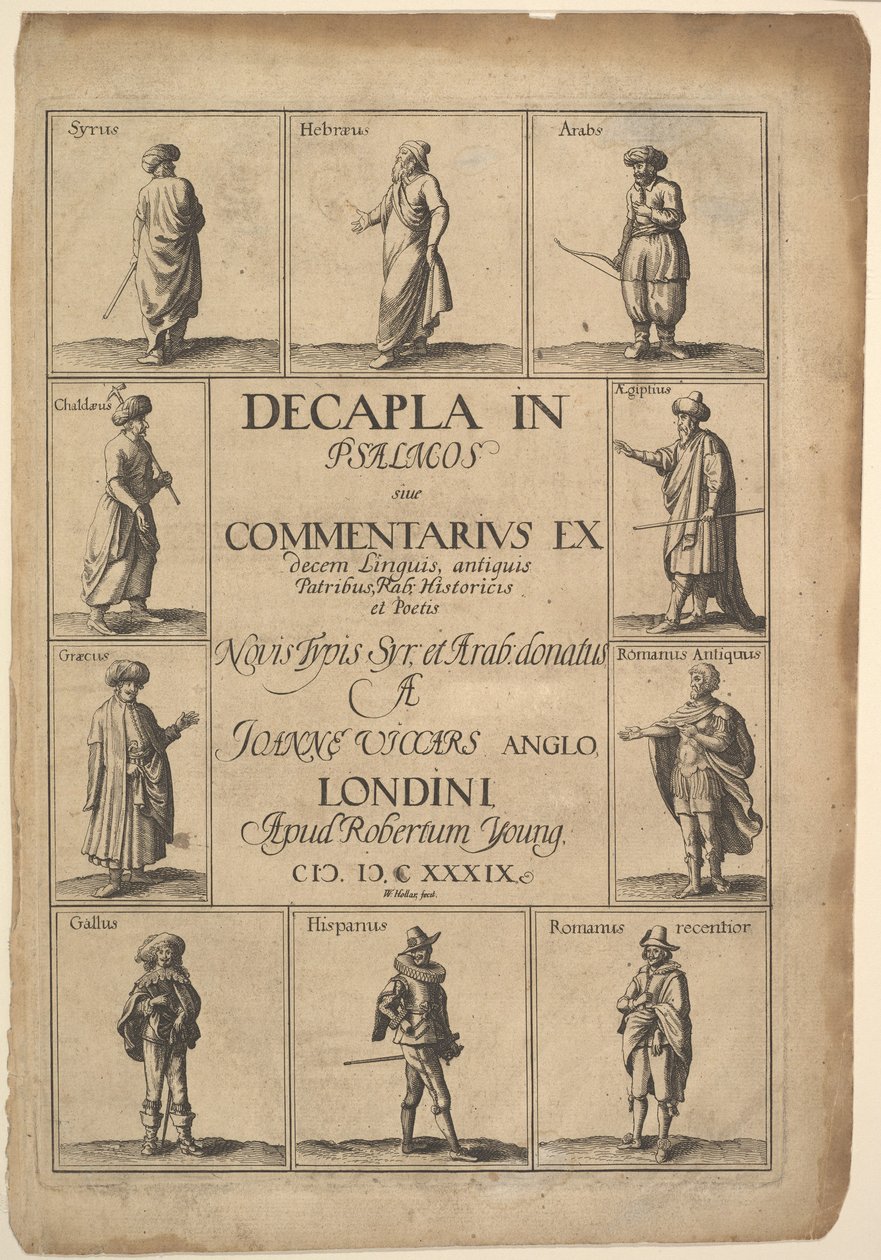 Strona tytułowa: Decapla in Psalmos, 1639. autorstwa Wenceslaus Hollar