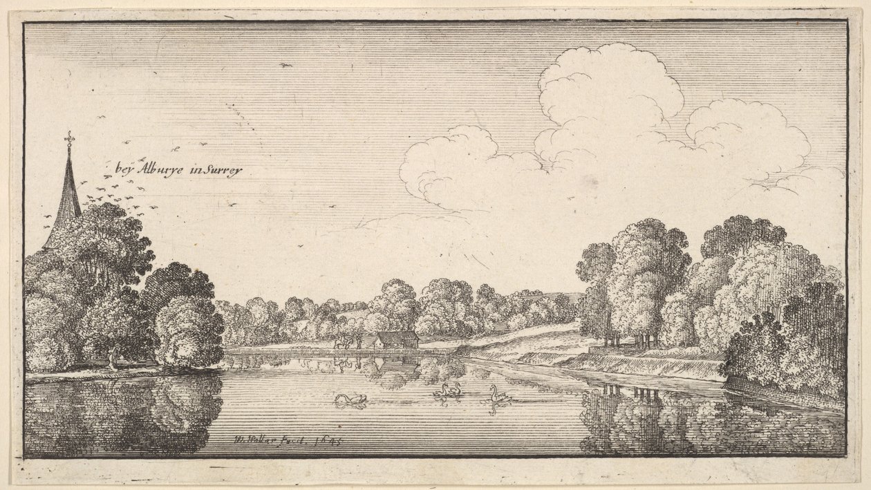 Widoki na okolicę w pobliżu Albury, Surrey, 1645. autorstwa Wenceslaus Hollar