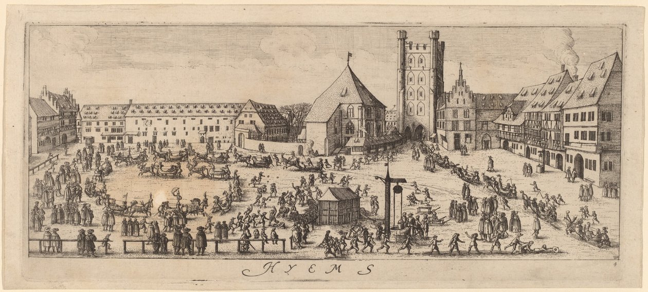 Zima: plac apelowy autorstwa Wenceslaus Hollar