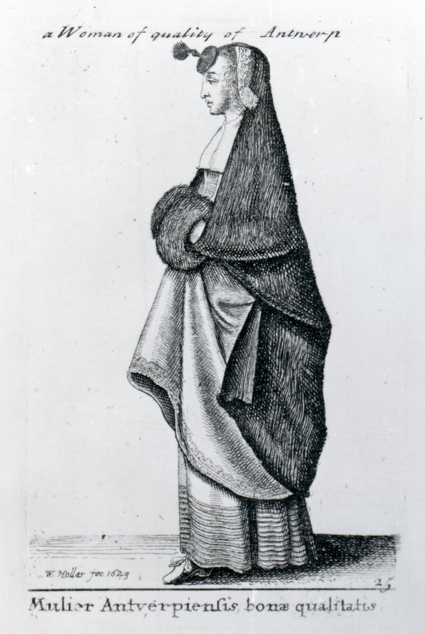Kobieta Jakości z Antwerpii, 1643 autorstwa Wenceslaus Hollar