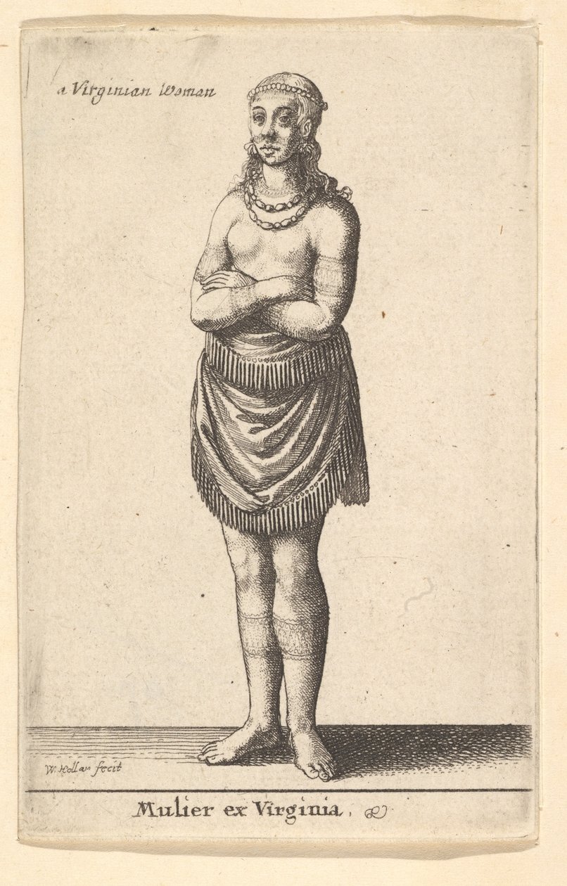 Kobieta z Wirginii, ca. 1643. autorstwa Wenceslaus Hollar