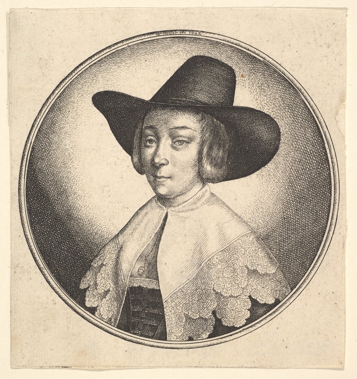 Kobieta w kapeluszu z szerokim rondem, 1642. autorstwa Wenceslaus Hollar