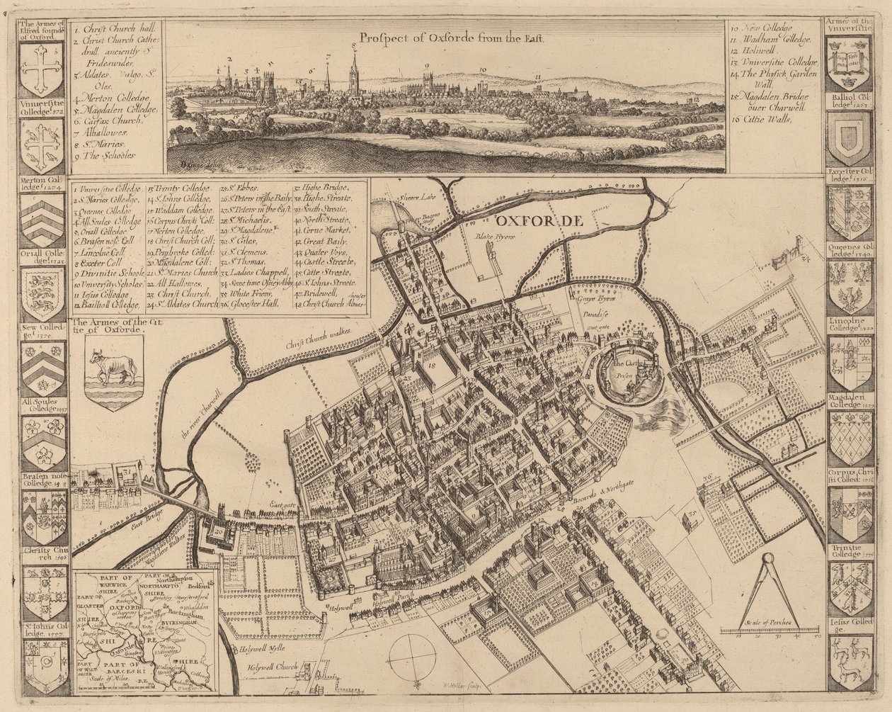 Perspektywa Oksfordu autorstwa Wenceslaus Hollar after D. Gage