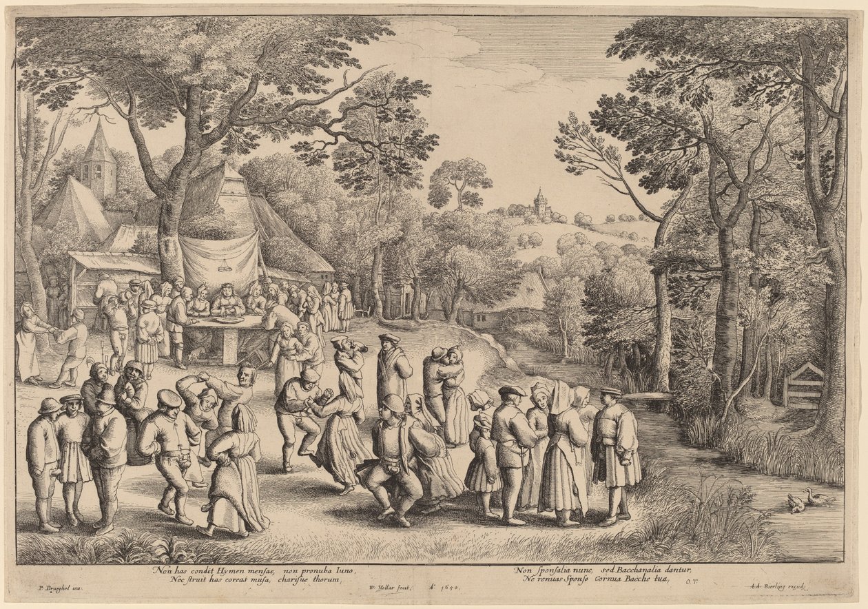 Rustykalny taniec weselny autorstwa Wenceslaus Hollar after Jan Brueghel the Elder