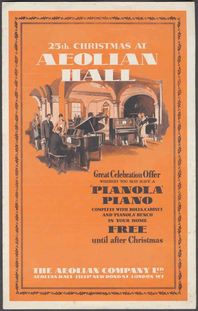Eolska Firma Pianolas, lata 20. autorstwa Wilfred Fryer