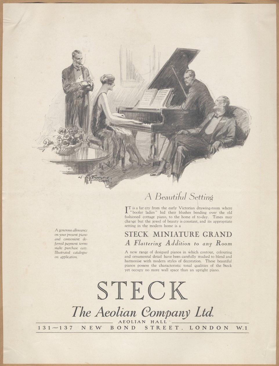 Eolska Firma Pianolas, lata 20. autorstwa Wilfred Fryer