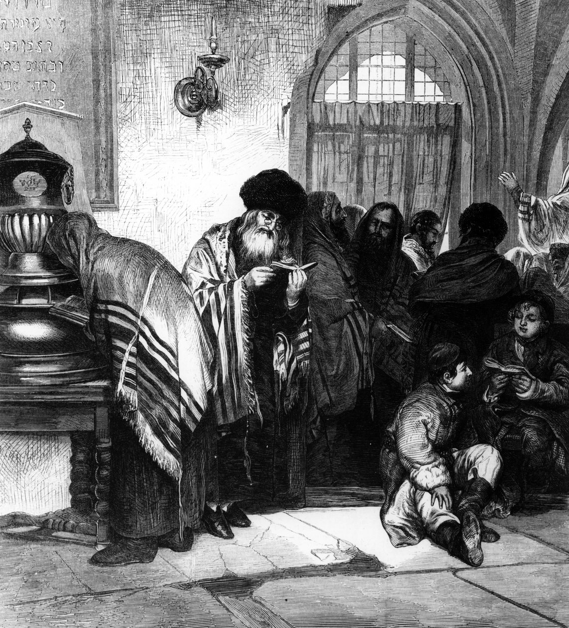 Polscy Żydzi w synagodze autorstwa Wilhelm August Stryowski