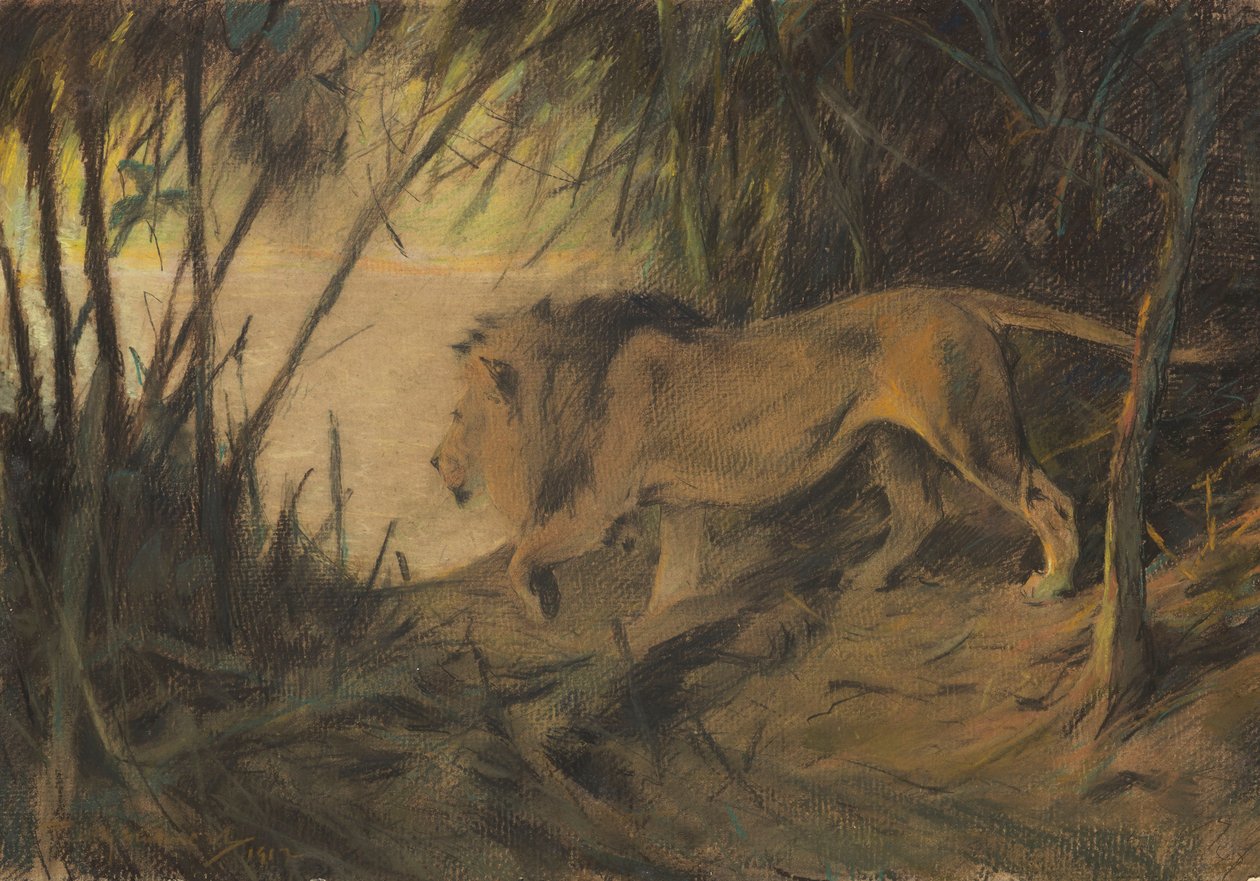 Leo, idąc nad rzekę autorstwa Wilhelm Kuhnert