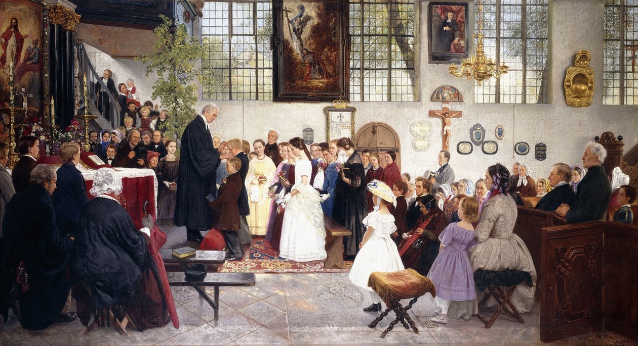 Bierzmowanie, 1863 autorstwa Wilhelm August Stryowski