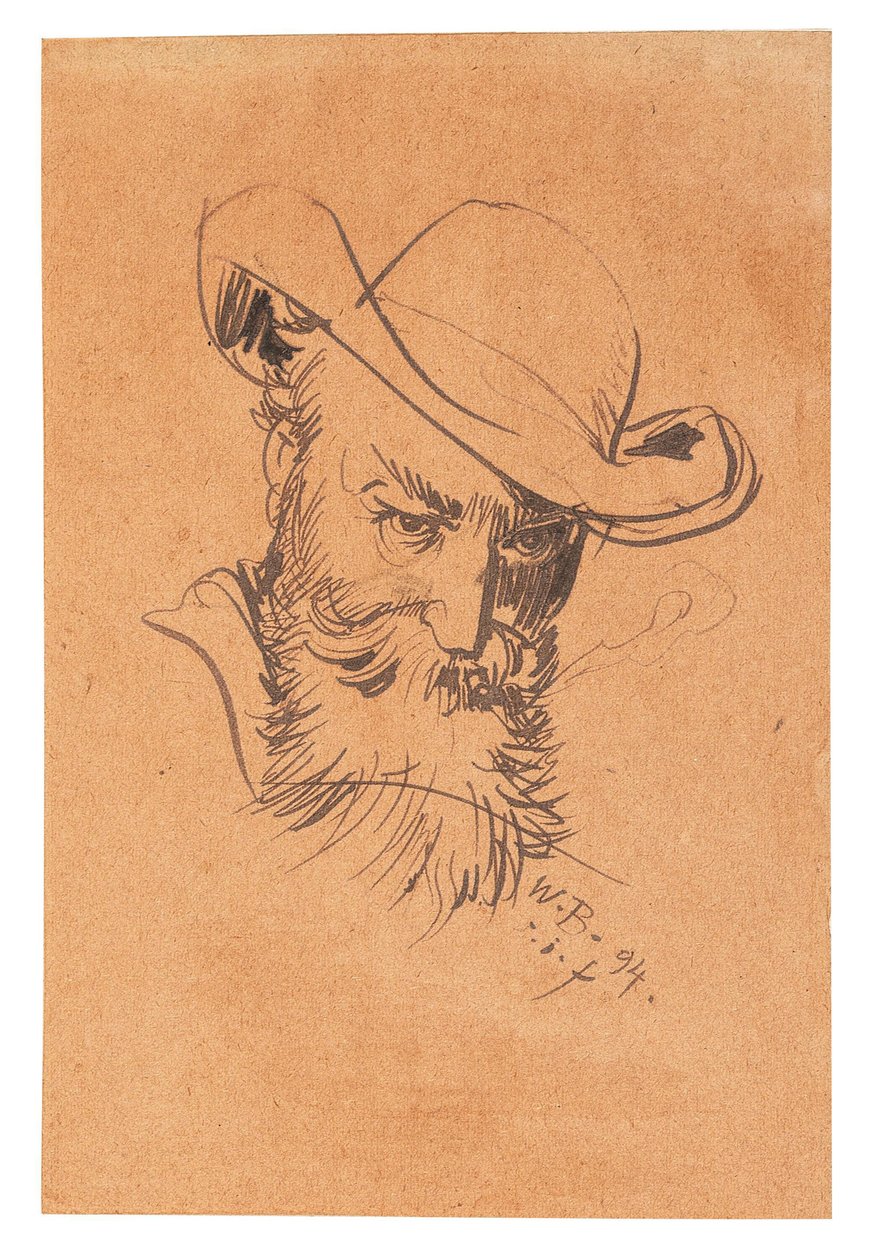 Autoportret w kapeluszu, 1894. autorstwa Wilhelm Busch