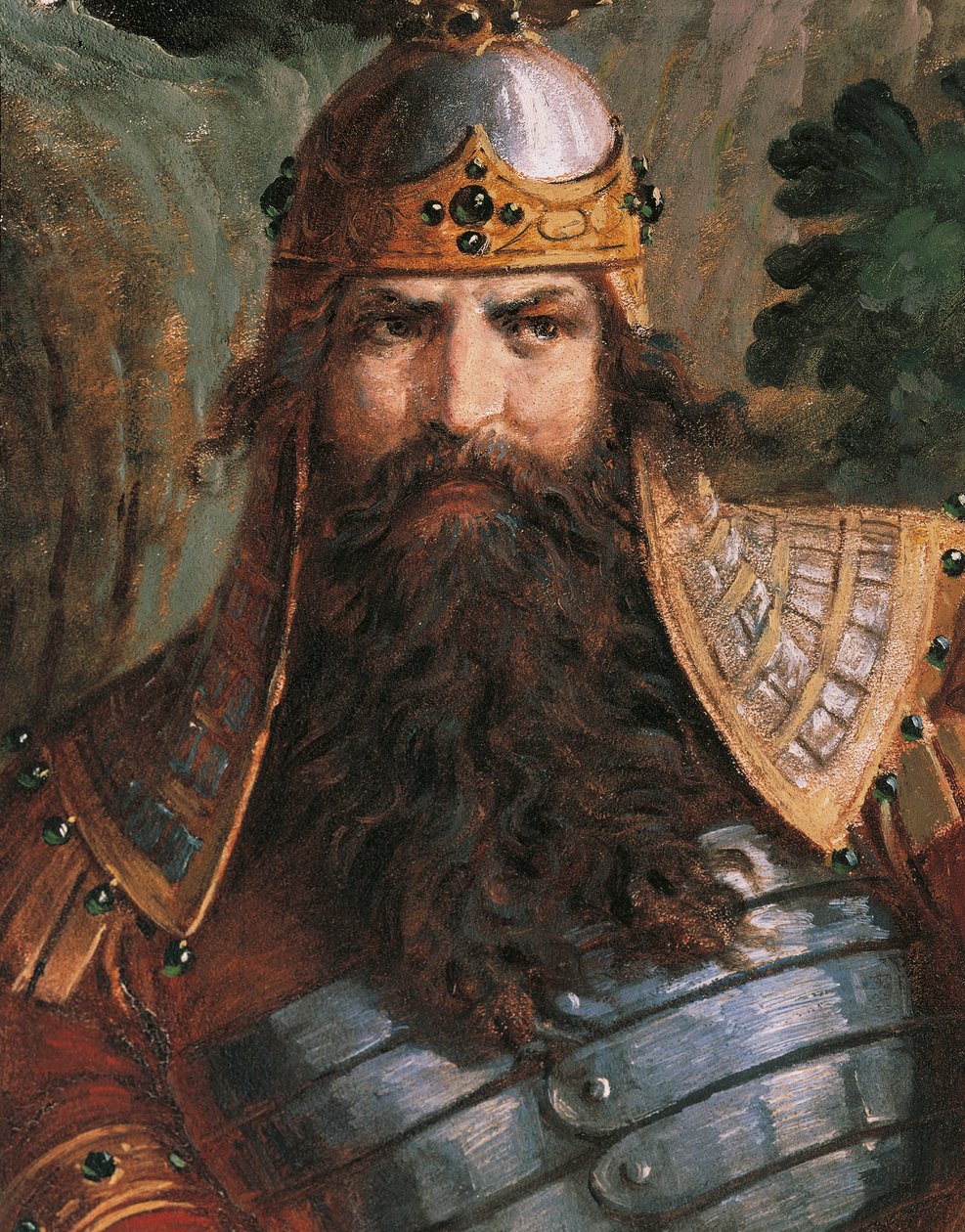 Gunther, król Burgundii, c.1882-83 (mural) autorstwa Wilhelm Hauschild